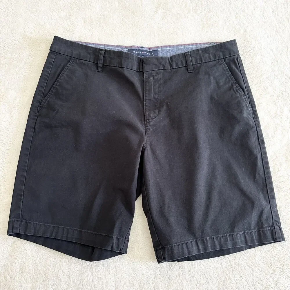 Tommy Hilfiger Shorts Womens Size 12 Black Flat Front Casual Dress Shorts